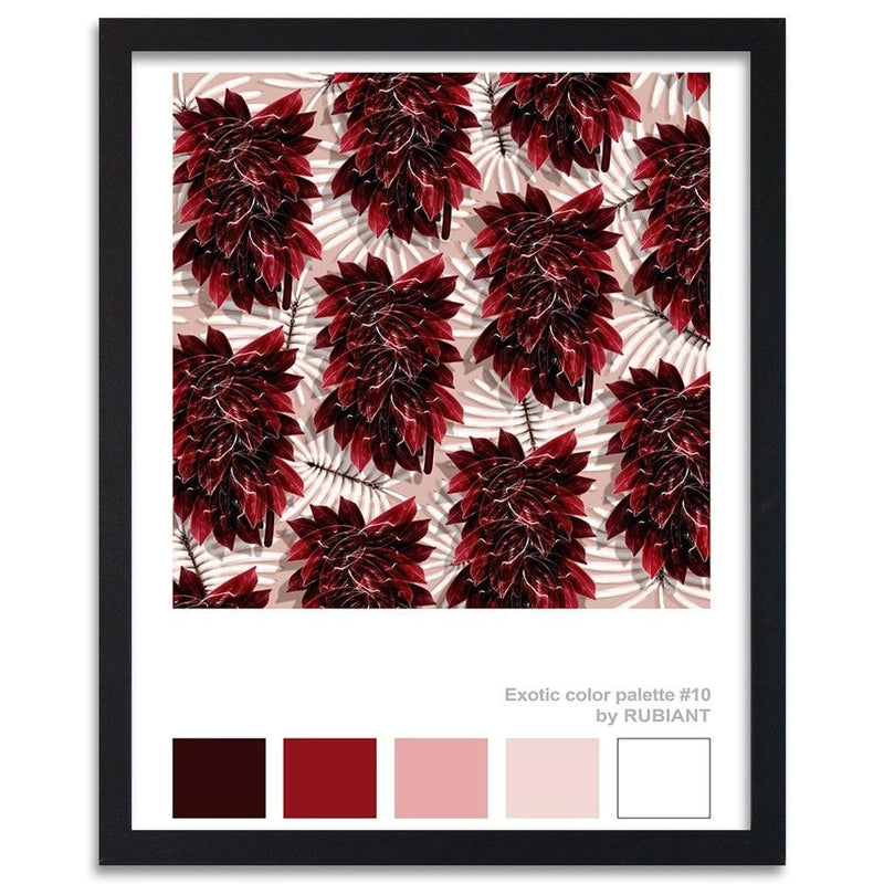 Glezna melnā rāmī - Leaves Exotic Red  Home Trends