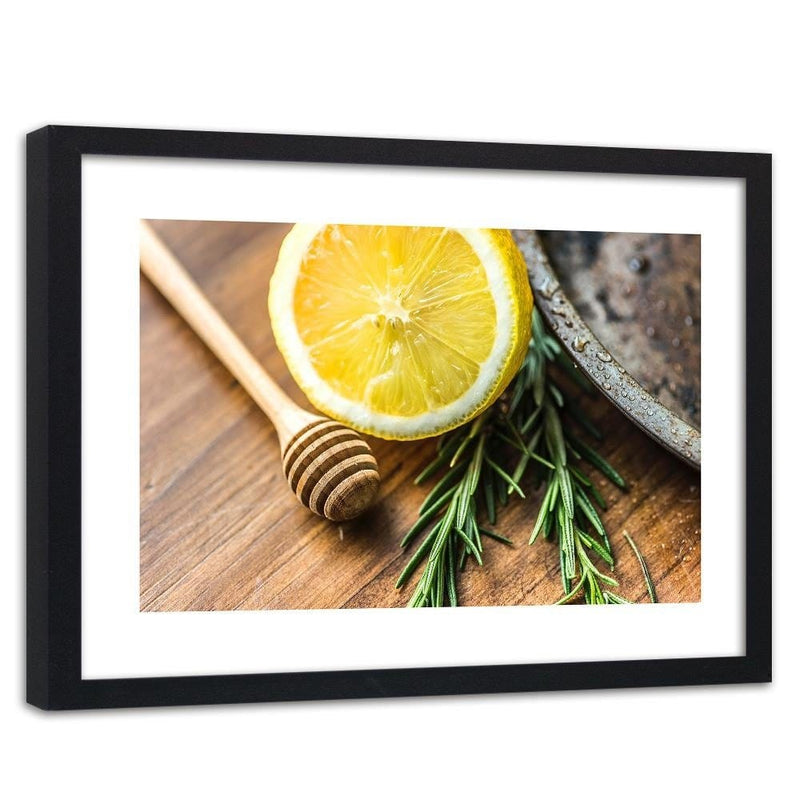 Glezna melnā rāmī - Lemon And Rosemary  Home Trends