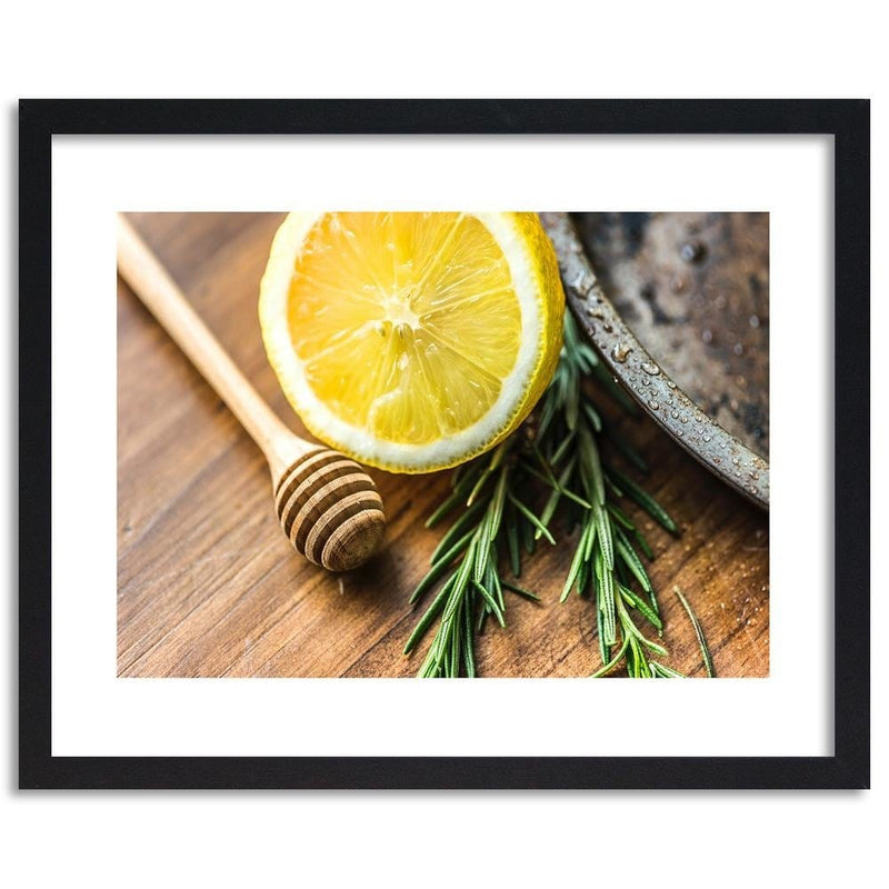 Glezna melnā rāmī - Lemon And Rosemary  Home Trends