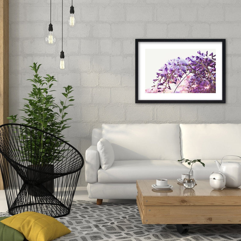 Glezna melnā rāmī - Lilac Wisteria Flowers  Home Trends