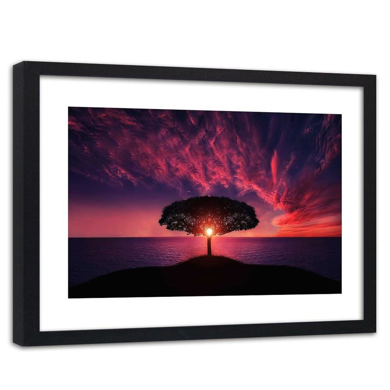 Glezna melnā rāmī - Lonely Tree At Sunset  Home Trends