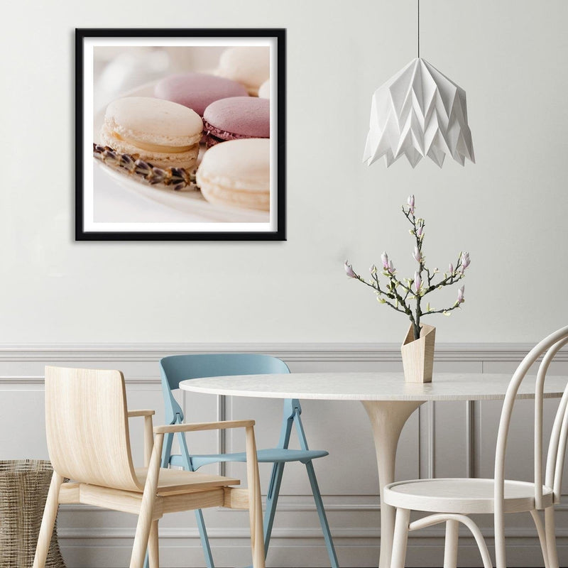 Glezna melnā rāmī - Macaroons On A Plate 2  Home Trends