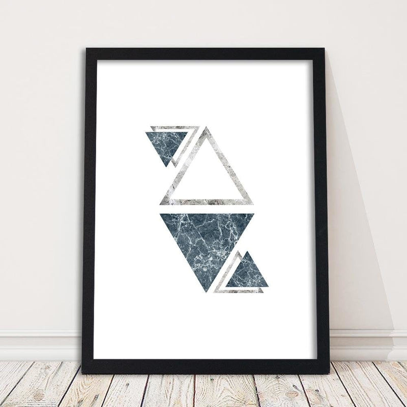 Glezna melnā rāmī - Marble Triangles - Abstraction  Home Trends