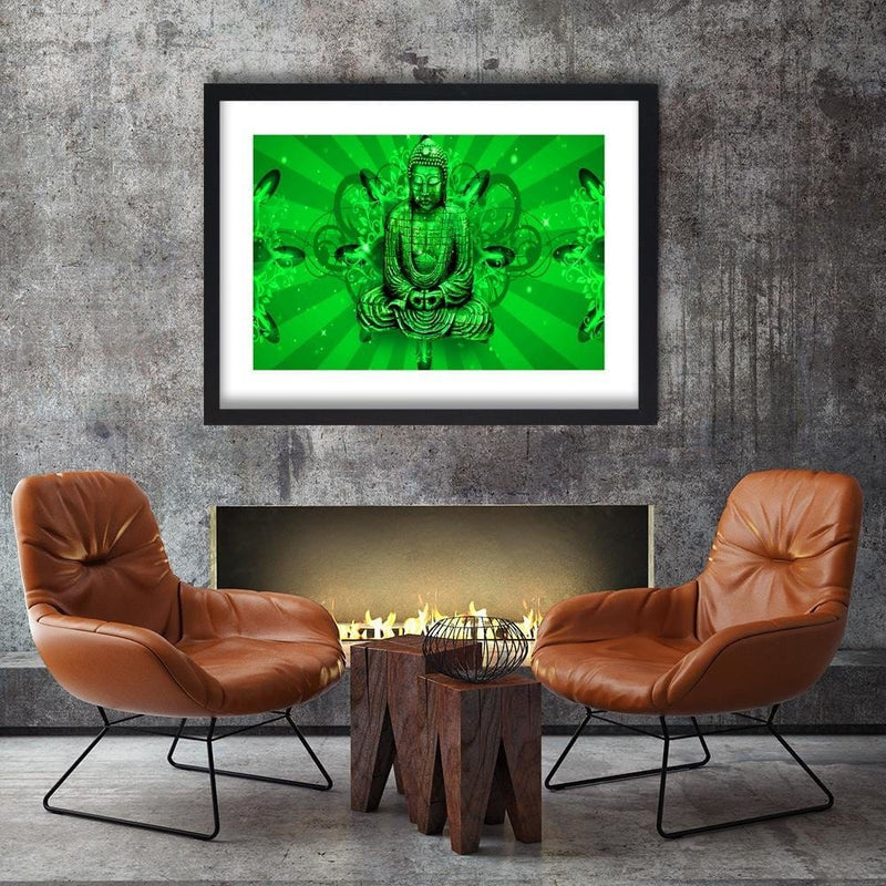 Glezna melnā rāmī - Meditator Buddha  Home Trends