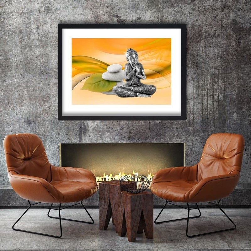 Glezna melnā rāmī - Metal Buddha  Home Trends