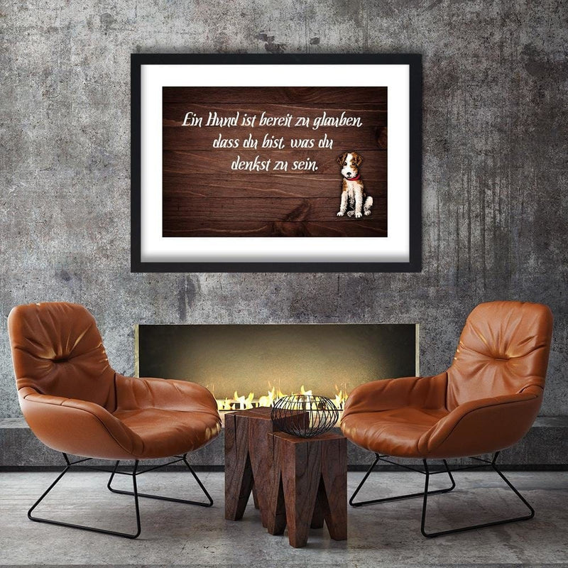 Glezna melnā rāmī - Motto Dog  Home Trends