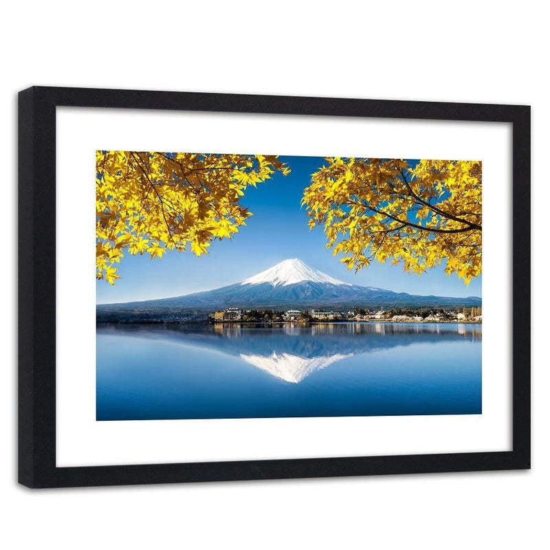 Glezna melnā rāmī - Mount Fuji And Lake 4  Home Trends