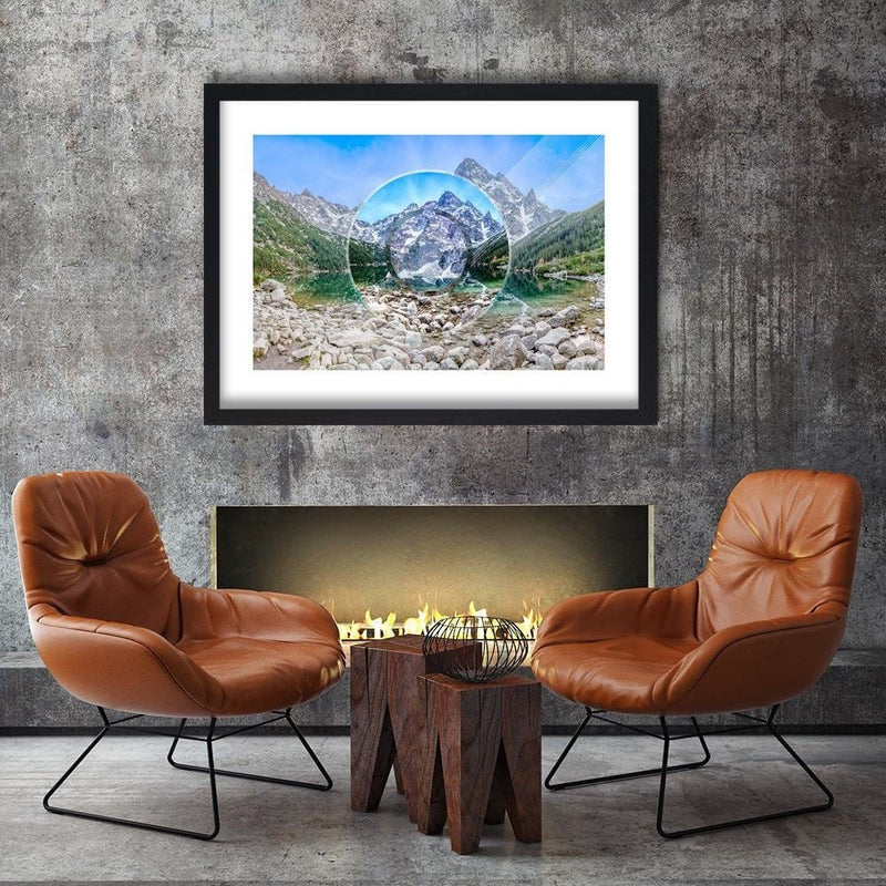 Glezna melnā rāmī - Mountains And Stones 1  Home Trends