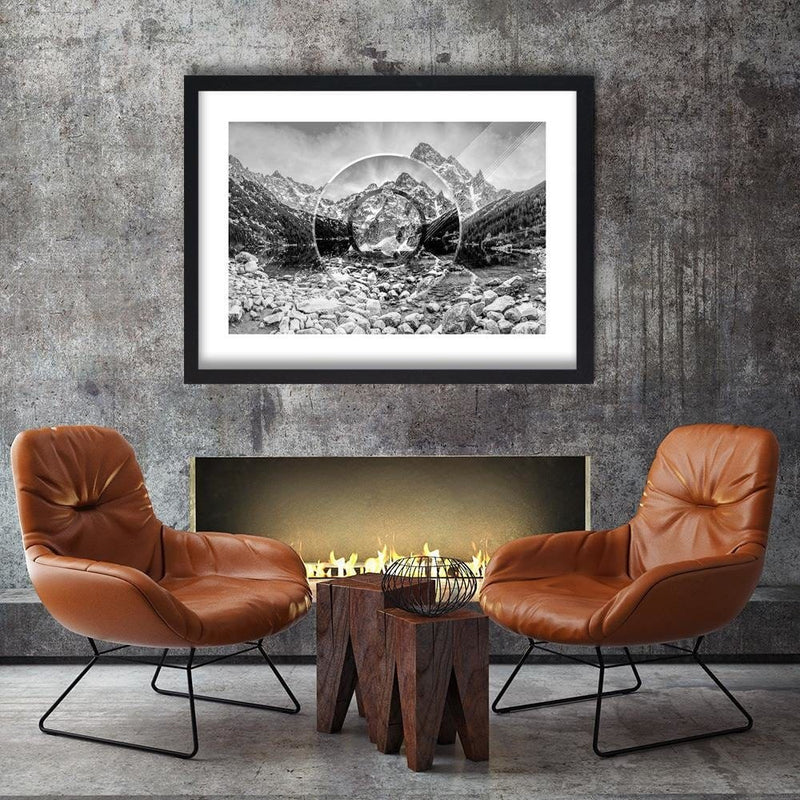 Glezna melnā rāmī - Mountains And Stones 3  Home Trends