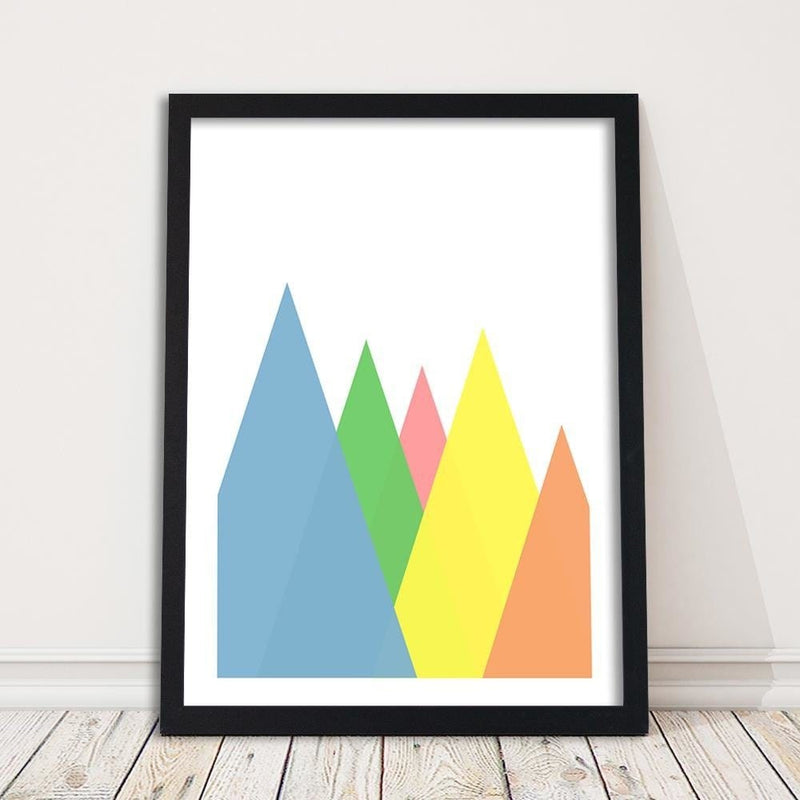 Glezna melnā rāmī - Mountains As Abstract Triangles  Home Trends