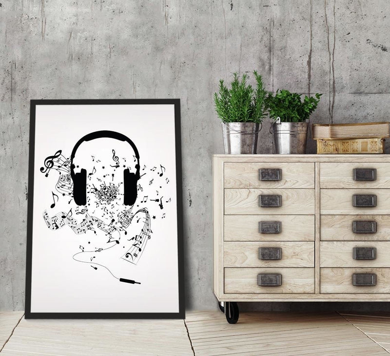 Glezna melnā rāmī - Music Morife Image Black And White  Home Trends