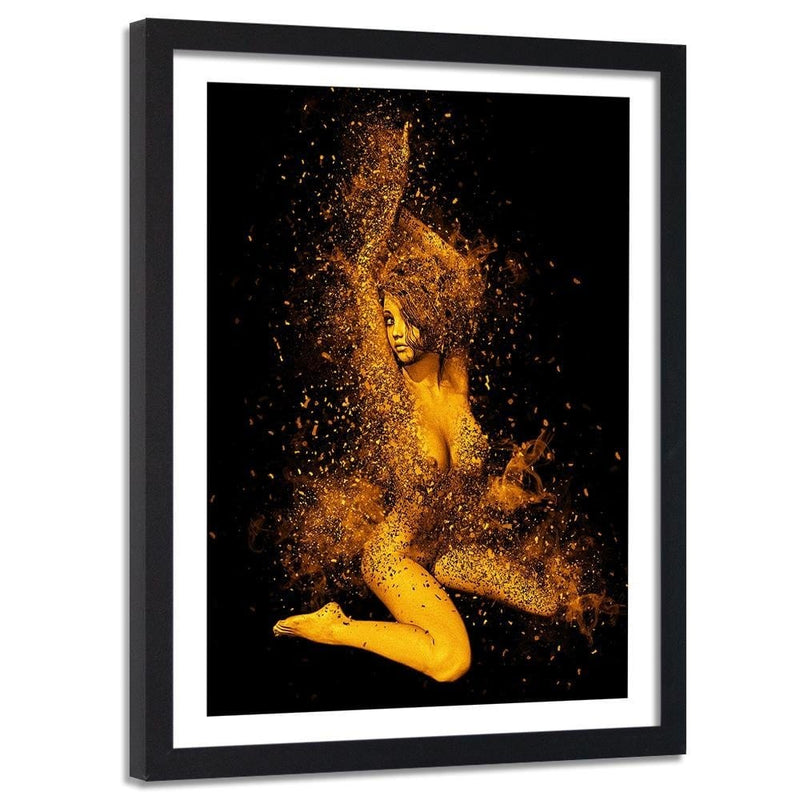 Glezna melnā rāmī - Naked Woman In Gold Dust  Home Trends