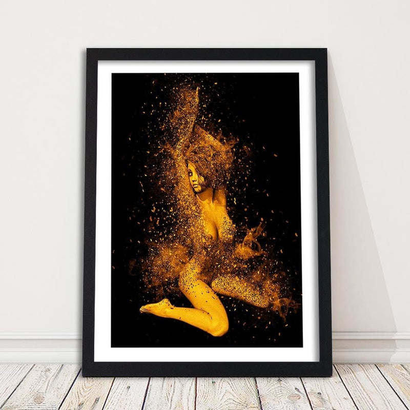 Glezna melnā rāmī - Naked Woman In Gold Dust  Home Trends