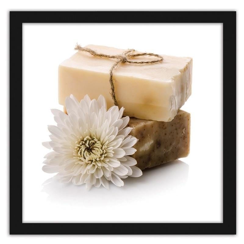 Glezna melnā rāmī - Natural soap with a flower  Home Trends