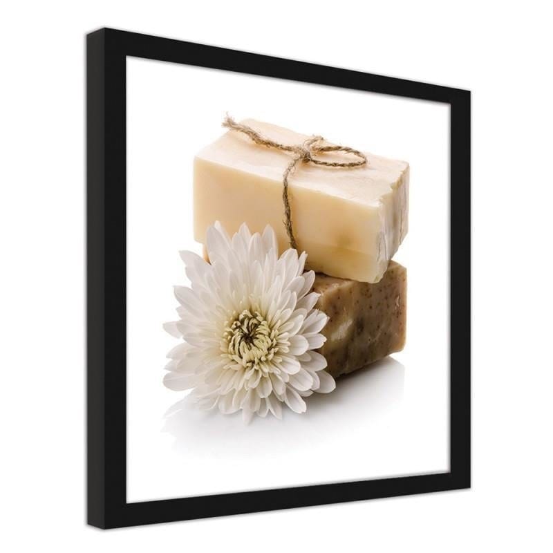 Glezna melnā rāmī - Natural soap with a flower  Home Trends