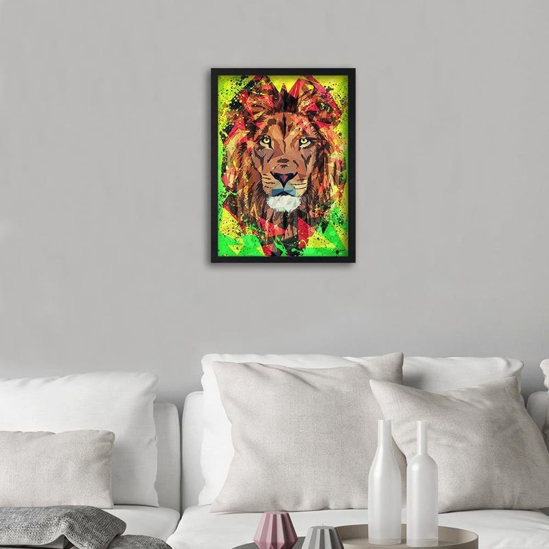 Glezna melnā rāmī - Painted Lion  Home Trends