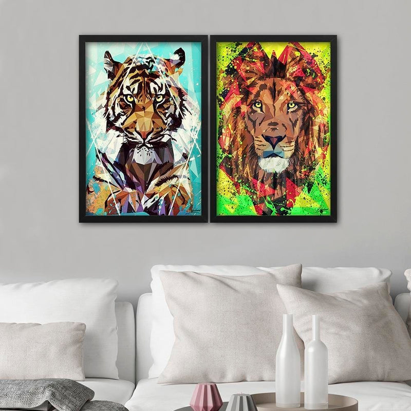 Glezna melnā rāmī - Painted Lion  Home Trends