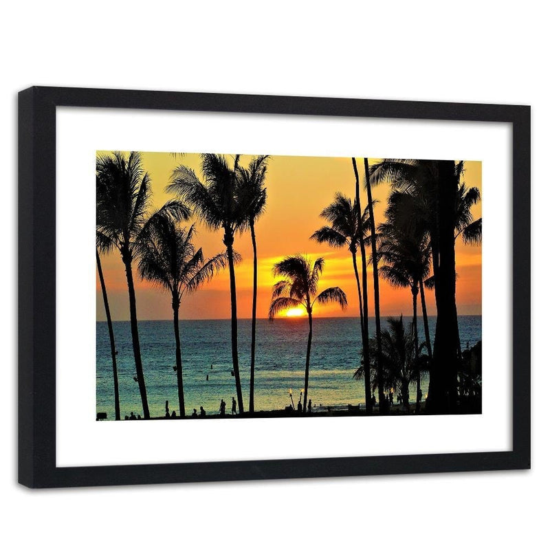 Glezna melnā rāmī - Palm Trees At Sunset  Home Trends