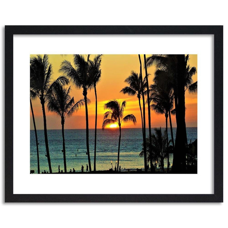 Glezna melnā rāmī - Palm Trees At Sunset  Home Trends