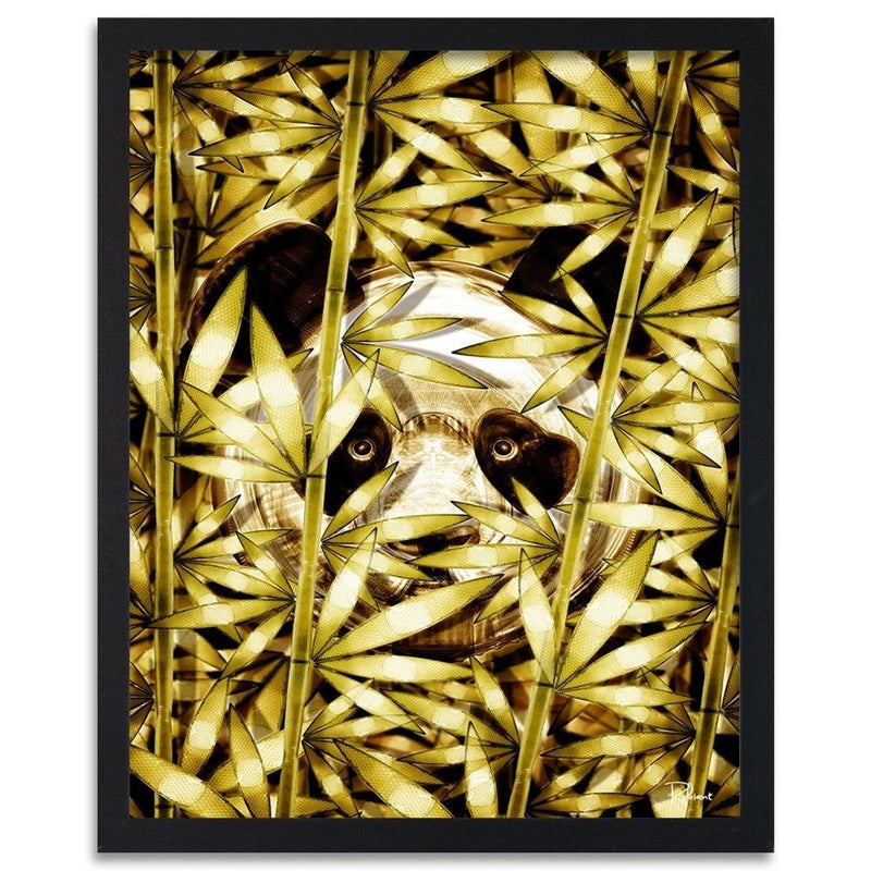 Glezna melnā rāmī - Panda Image Animal Print Gold  Home Trends