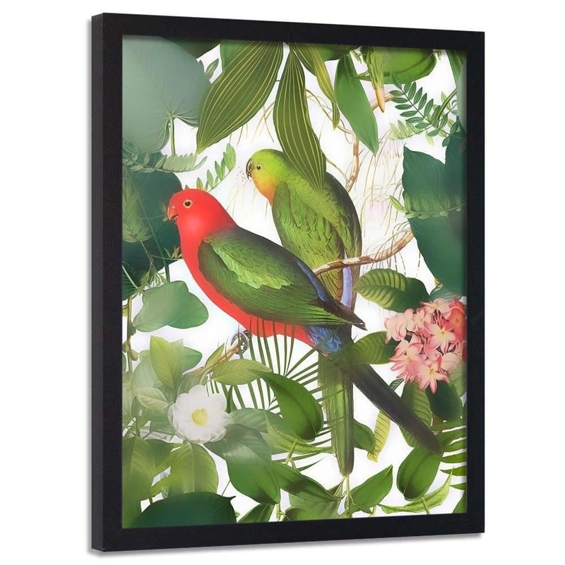 Glezna melnā rāmī - Parrots In The Leaves  Home Trends