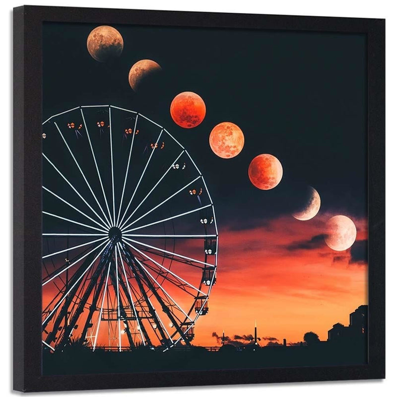 Glezna melnā rāmī - Phases Of The Moon Over The Ferris Wheel  Home Trends