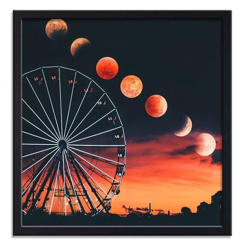 Glezna melnā rāmī - Phases Of The Moon Over The Ferris Wheel  Home Trends