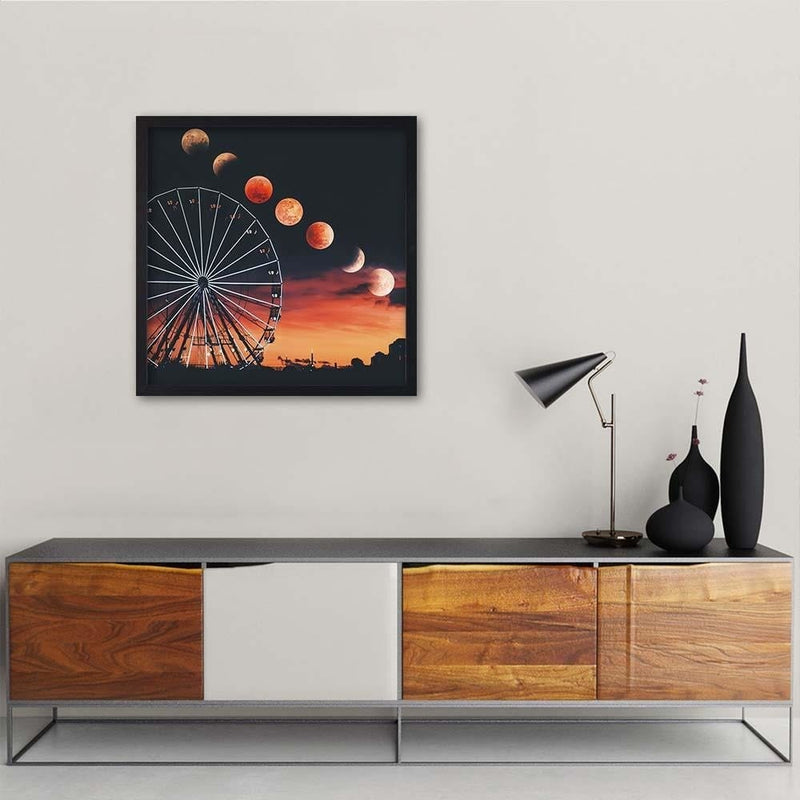 Glezna melnā rāmī - Phases Of The Moon Over The Ferris Wheel  Home Trends