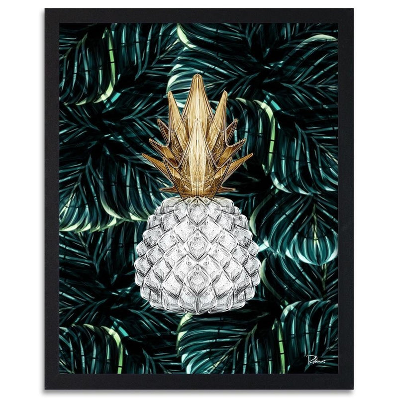 Glezna melnā rāmī - Pineapple Image Tropical Green  Home Trends