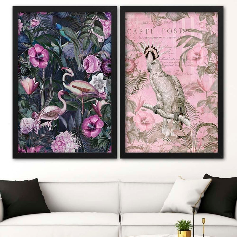 Glezna melnā rāmī - Pink Birds  Home Trends