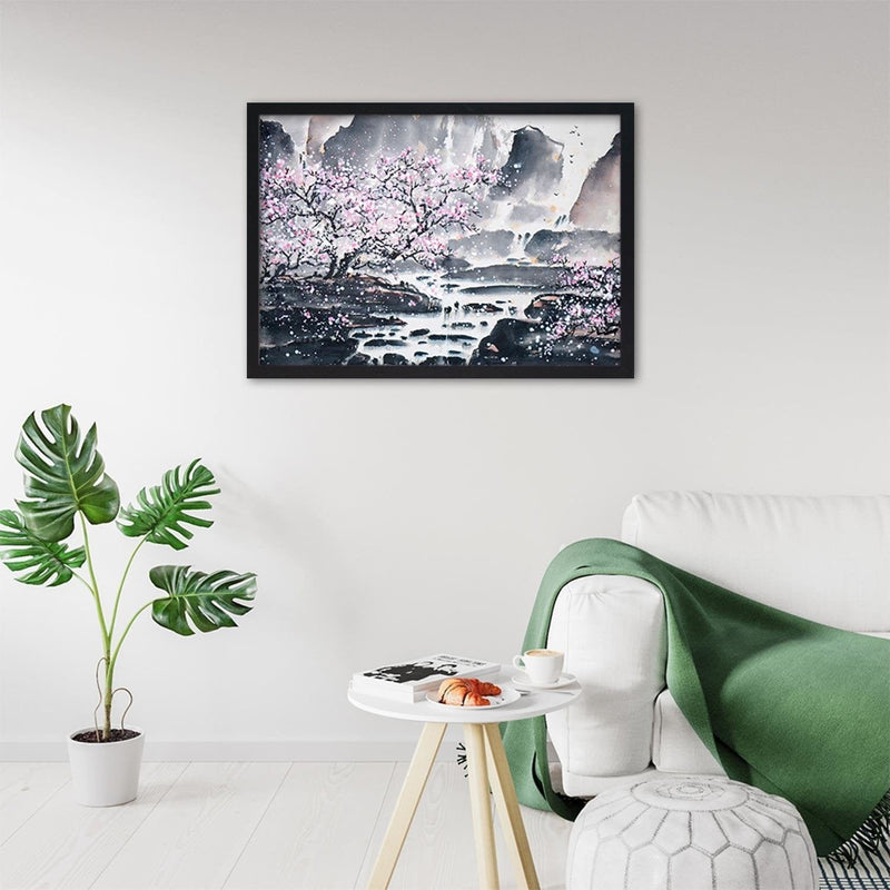 Glezna melnā rāmī - Pink Trees  Home Trends