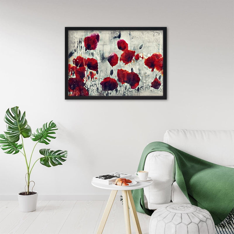 Glezna melnā rāmī - Poppy Flowers 1  Home Trends