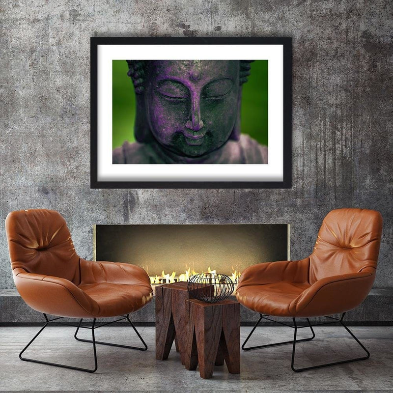 Glezna melnā rāmī - Purple Buddha Head  Home Trends