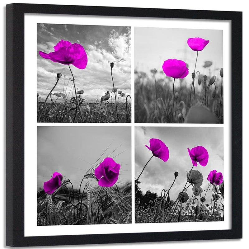 Glezna melnā rāmī - Purple Poppies  Home Trends