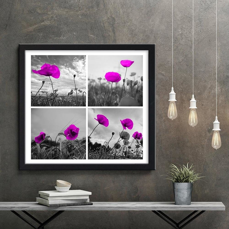 Glezna melnā rāmī - Purple Poppies  Home Trends