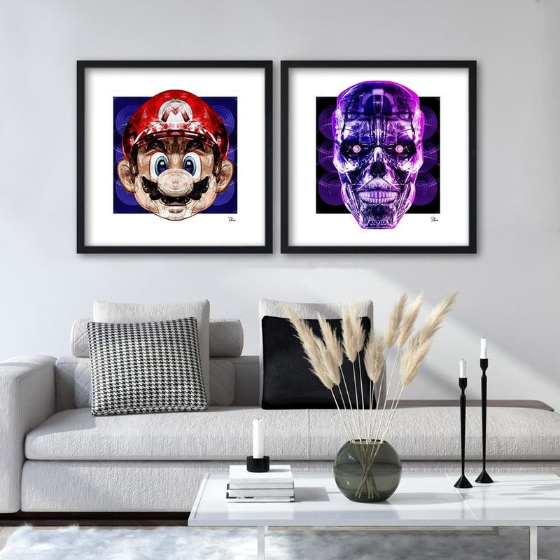 Glezna melnā rāmī - Purple Skull  Home Trends