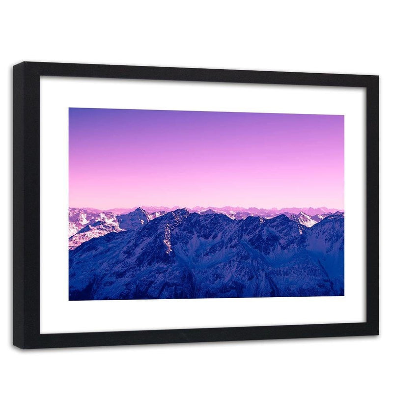 Glezna melnā rāmī - Purple Sunrise In The Mountains  Home Trends