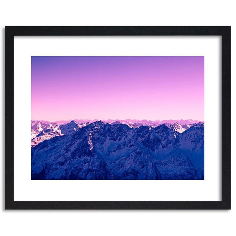 Glezna melnā rāmī - Purple Sunrise In The Mountains  Home Trends