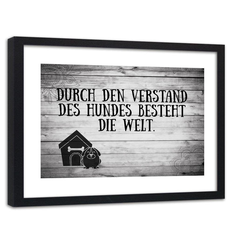 Glezna melnā rāmī - Quote Dog In Front Of Doghouse  Home Trends