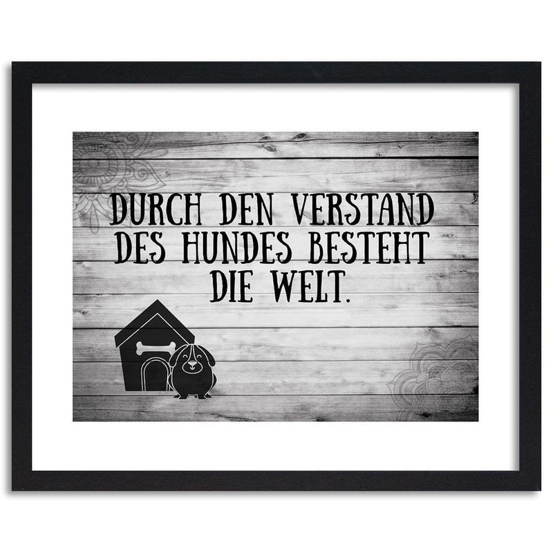 Glezna melnā rāmī - Quote Dog In Front Of Doghouse  Home Trends