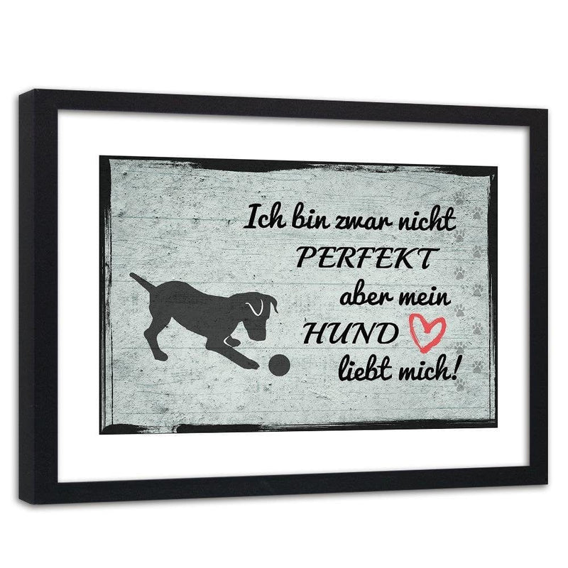 Glezna melnā rāmī - Quote Dog With Ball  Home Trends