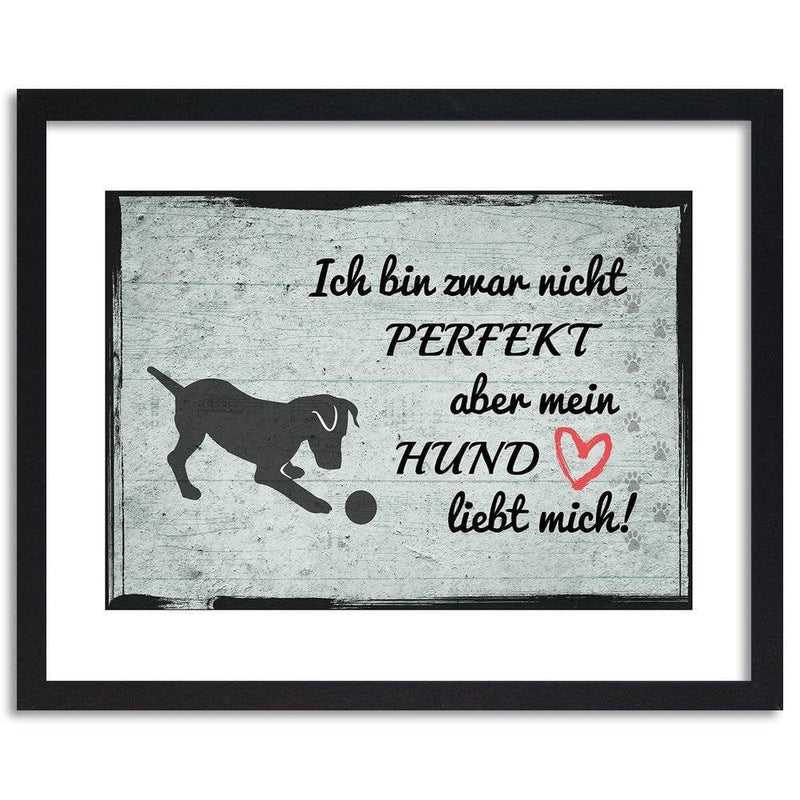 Glezna melnā rāmī - Quote Dog With Ball  Home Trends