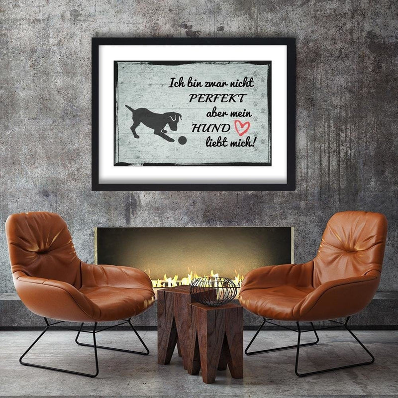 Glezna melnā rāmī - Quote Dog With Ball  Home Trends