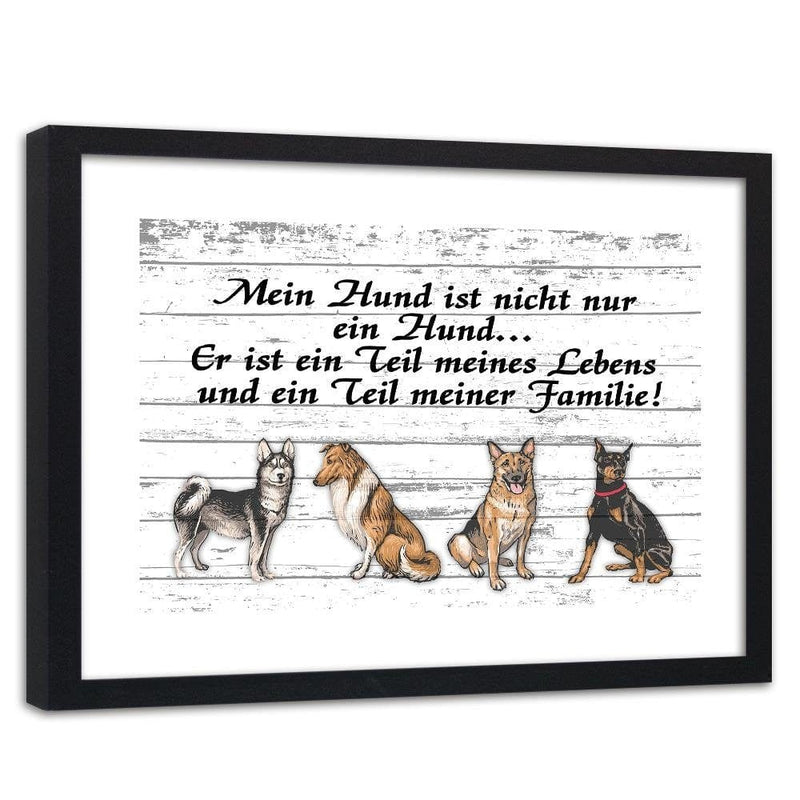 Glezna melnā rāmī - Quote Four Dogs  Home Trends