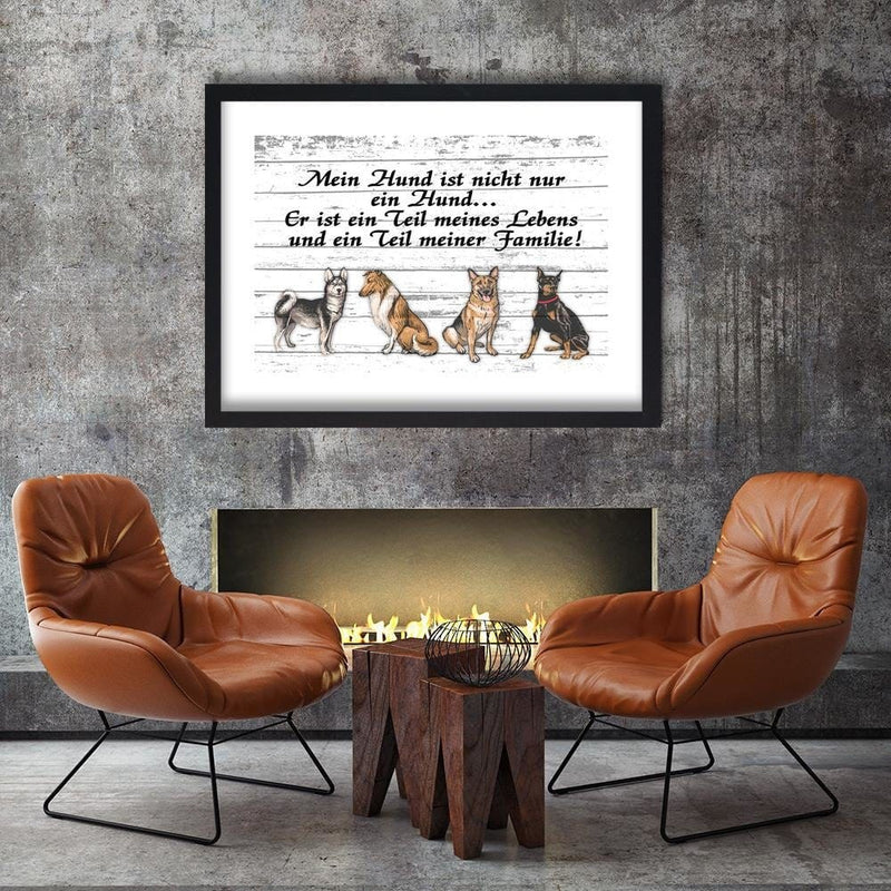 Glezna melnā rāmī - Quote Four Dogs  Home Trends