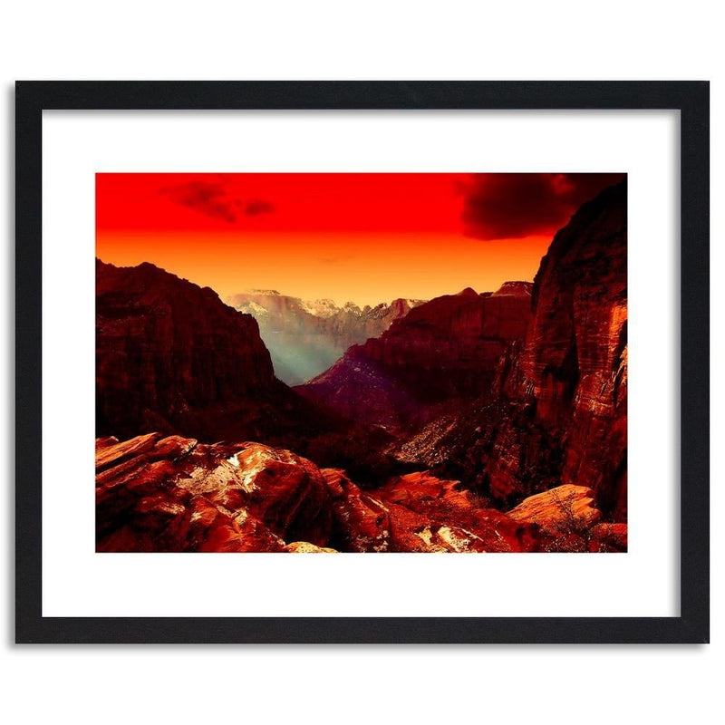 Glezna melnā rāmī - Red Sky Over The Mountains  Home Trends