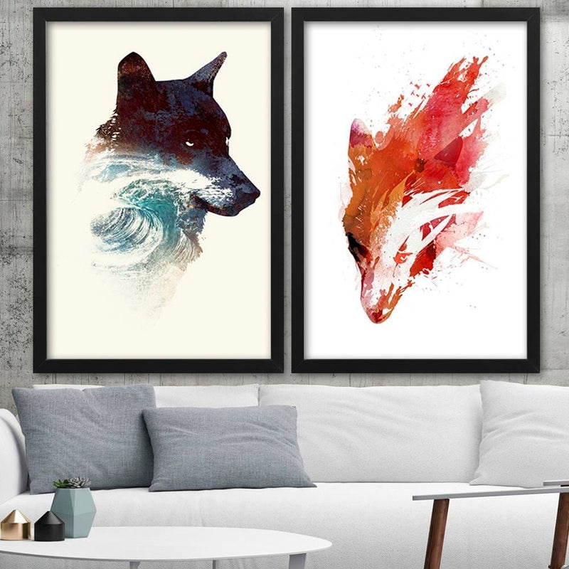 Glezna melnā rāmī - Red Wolf  Home Trends