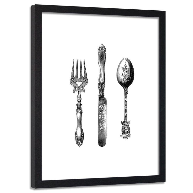 Glezna melnā rāmī - Rustic Cutlery  Home Trends