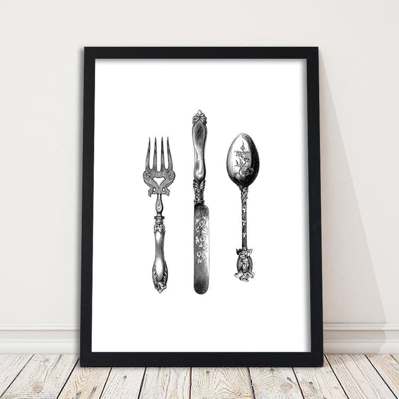 Glezna melnā rāmī - Rustic Cutlery  Home Trends