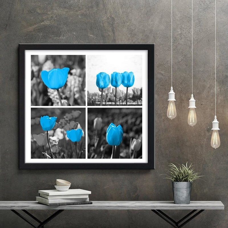 Glezna melnā rāmī - Set Of Blue Tulips  Home Trends